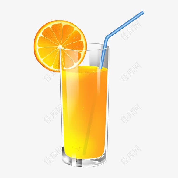 黄色果汁玻璃杯素材