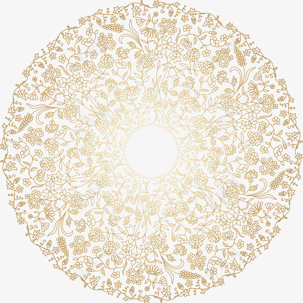 矢量圆盘金色古典花纹图案