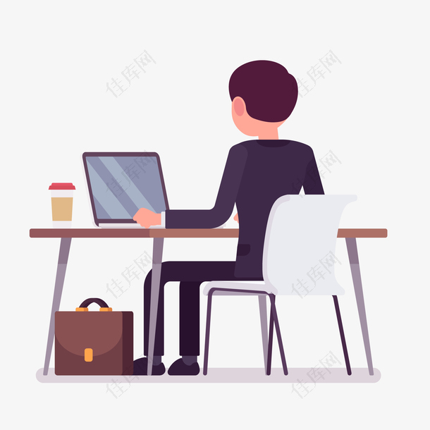 坐在电脑面前的商务人士设计