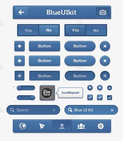蓝色UI元素工具包