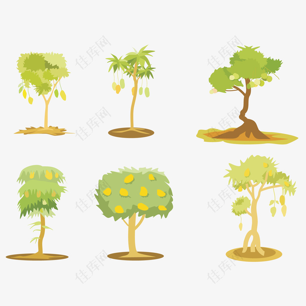 矢量图各种树木的图