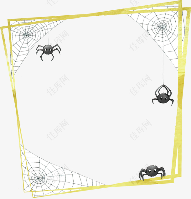 手绘万圣节蜘蛛边框