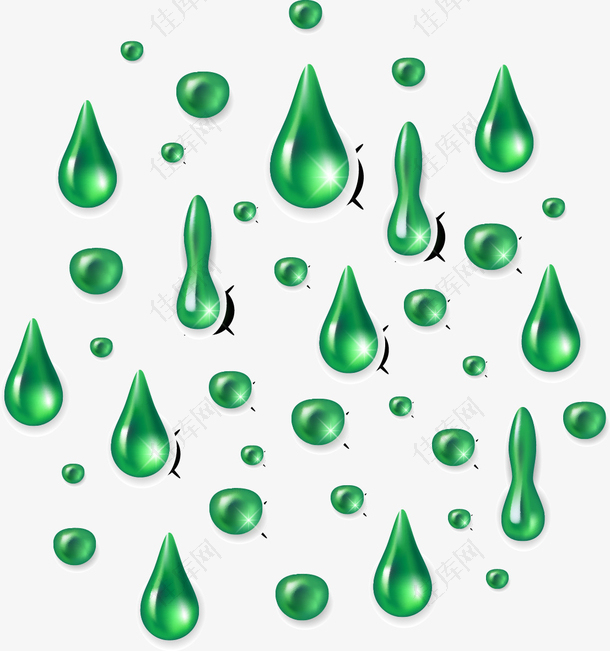 绿色精美水滴水珠