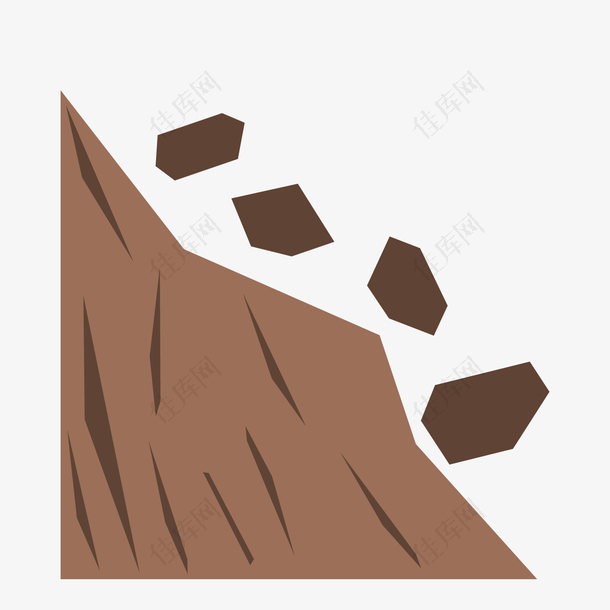 棕色山坡滑落图标