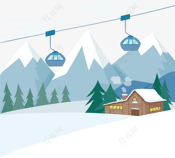宁静的冬日滑雪度假村