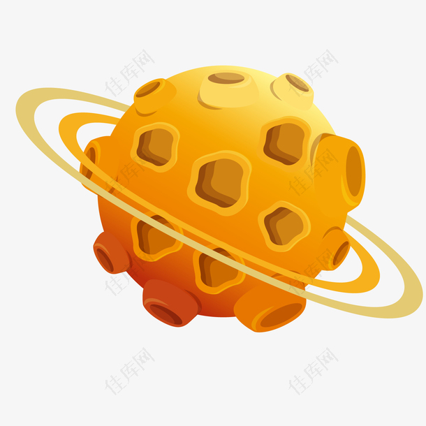 黄色百孔圆环星球模型