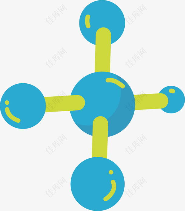 矢量图蓝色高分子示意图