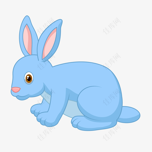 卡通蓝色的小兔子动物设计