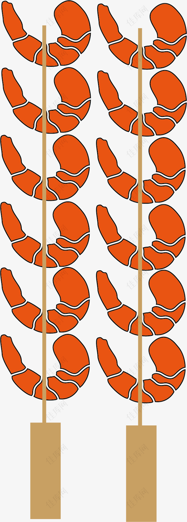 卡通手绘烤虾串串