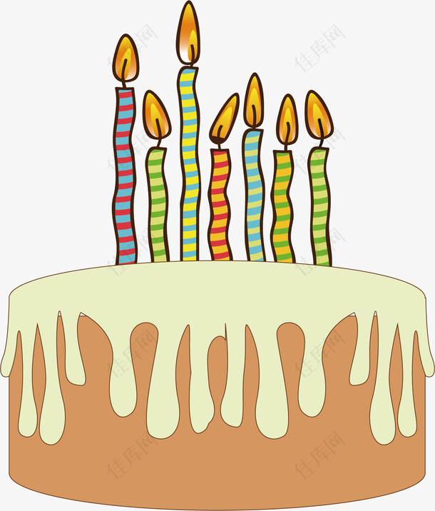 矢量图七岁生日蛋糕