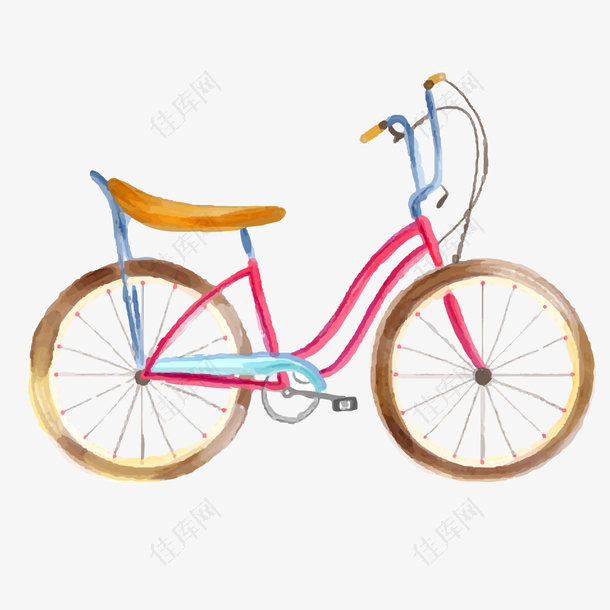 水彩手绘自行车