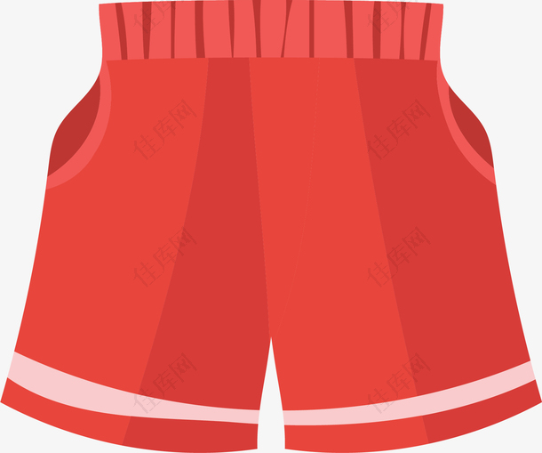 红色夏天度假短裤