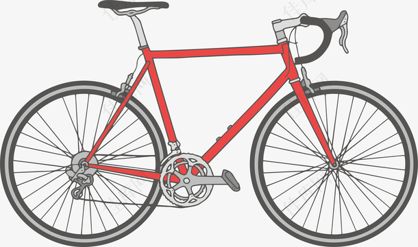 红色手绘公路自行车
