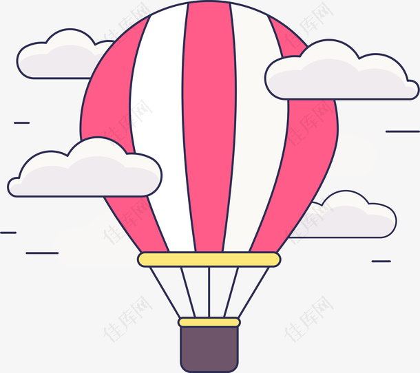 手绘可爱漂浮热气球