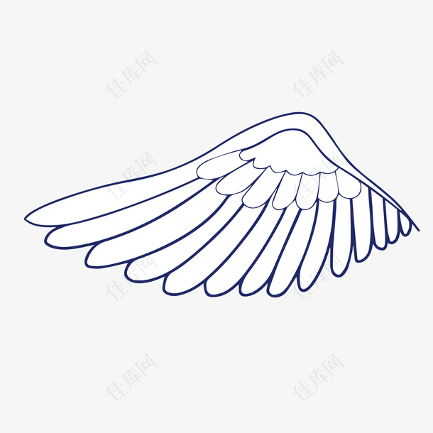 手绘展开的翅膀设计