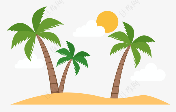 矢量沙滩椰树素材