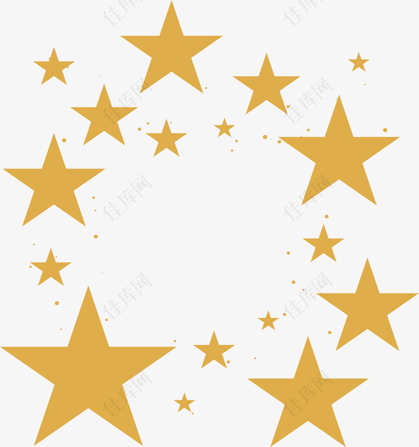 黄色五角星花纹边框