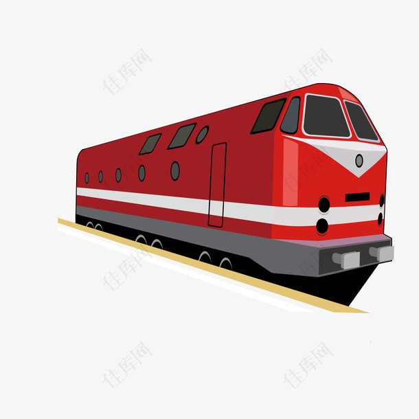 红色质感火车矢量铁道