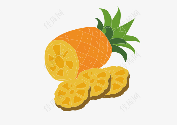 夏日水果卡通菠萝插画
