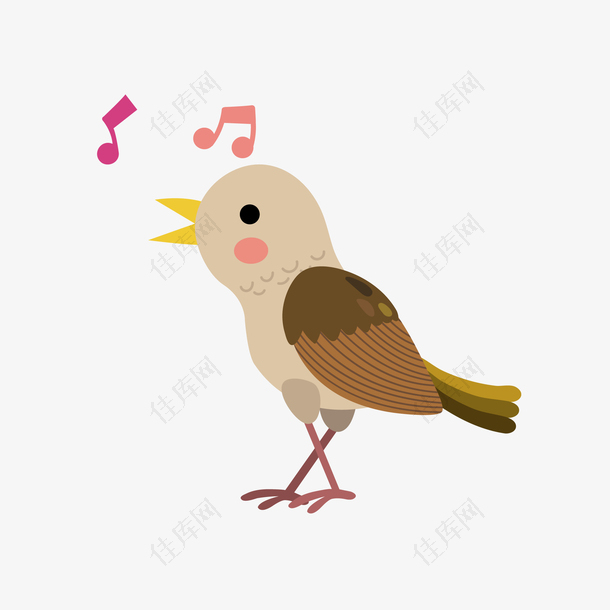 卡通小清新唱歌的小鸟PNG