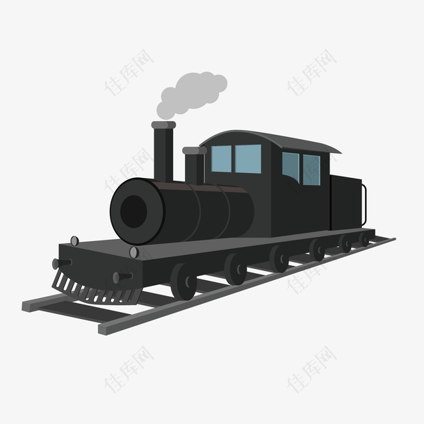黑色卡通设计火车