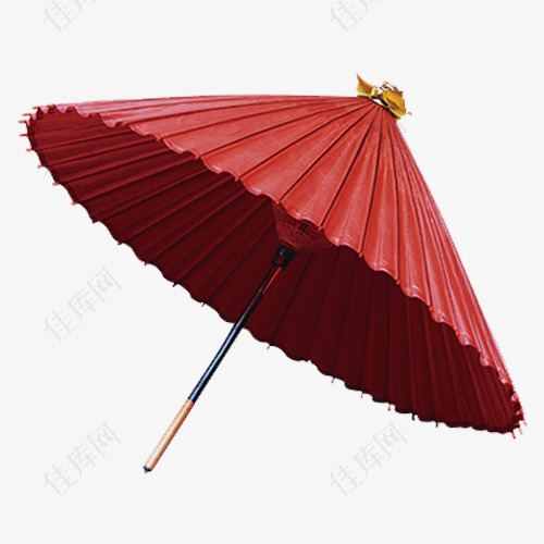 红色古风装饰雨伞装饰图