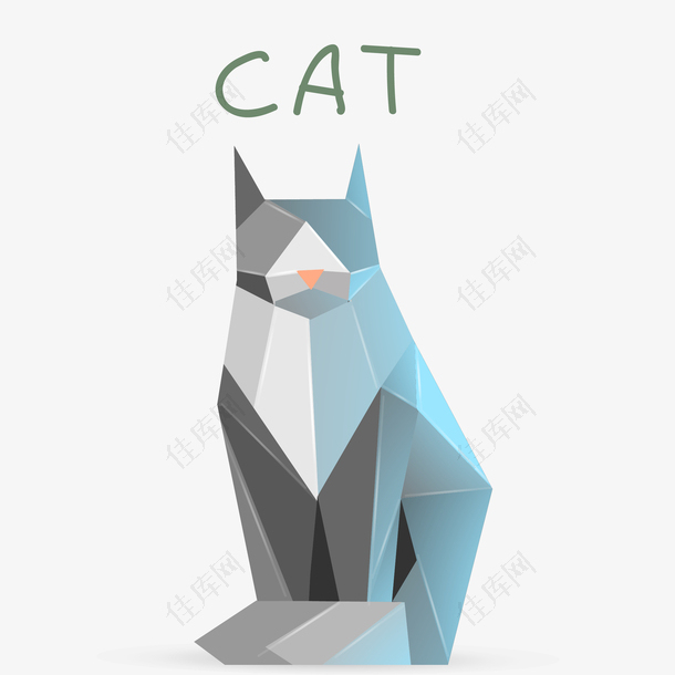 宠物猫折纸矢量插画