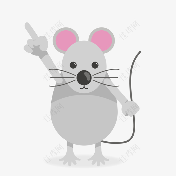 创意灰色卡通小老鼠