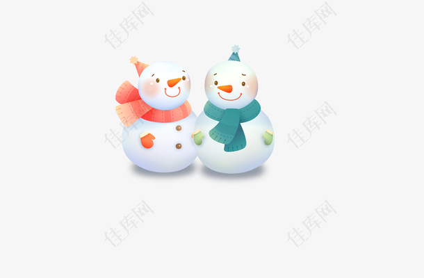 冬天圣诞节两个雪人可爱
