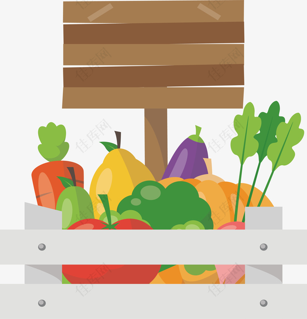 蔬菜食材木板标题框