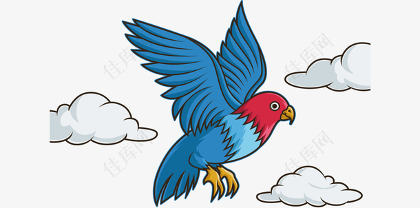 空中飞翔的蓝色鹦鹉