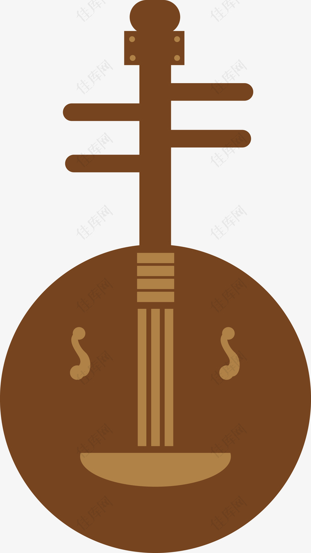 月琴中国古典乐器剪影矢量图