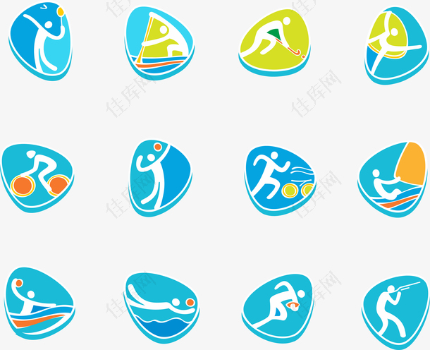 蓝色体育运动图标设计素材