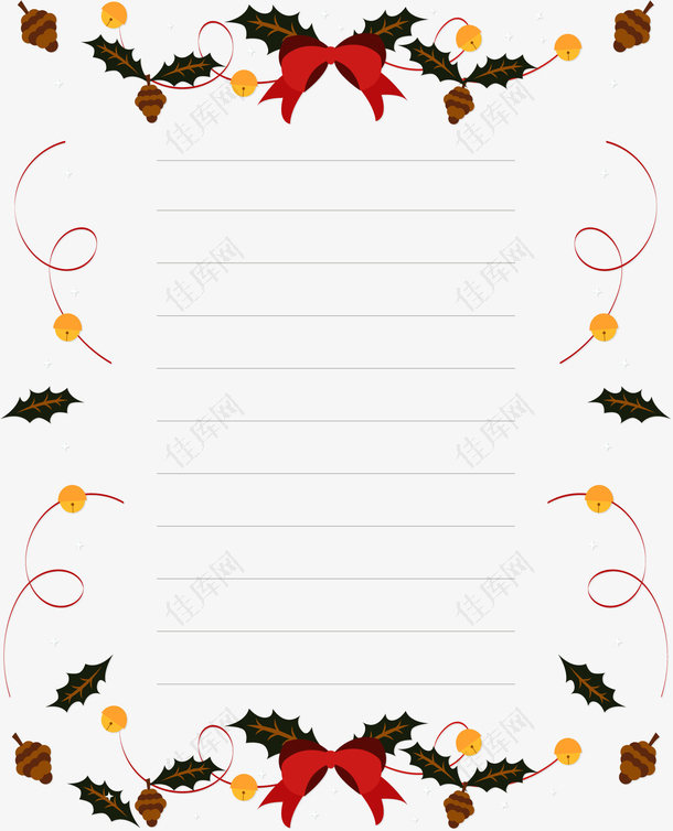 圣诞节树叶装饰信纸