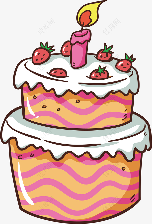 可爱的草莓奶油蛋糕