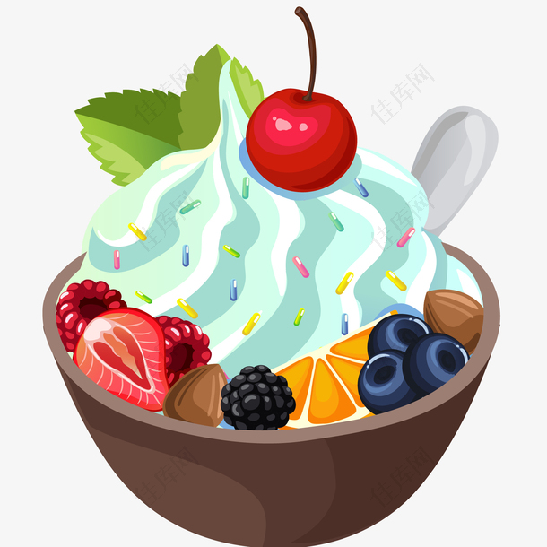 水果冰淇淋矢量插画