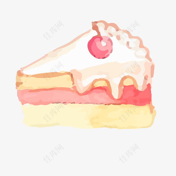 水彩手绘三角蛋糕食物设计