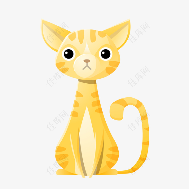 矢量卡通手绘可爱黄色猫咪免抠图