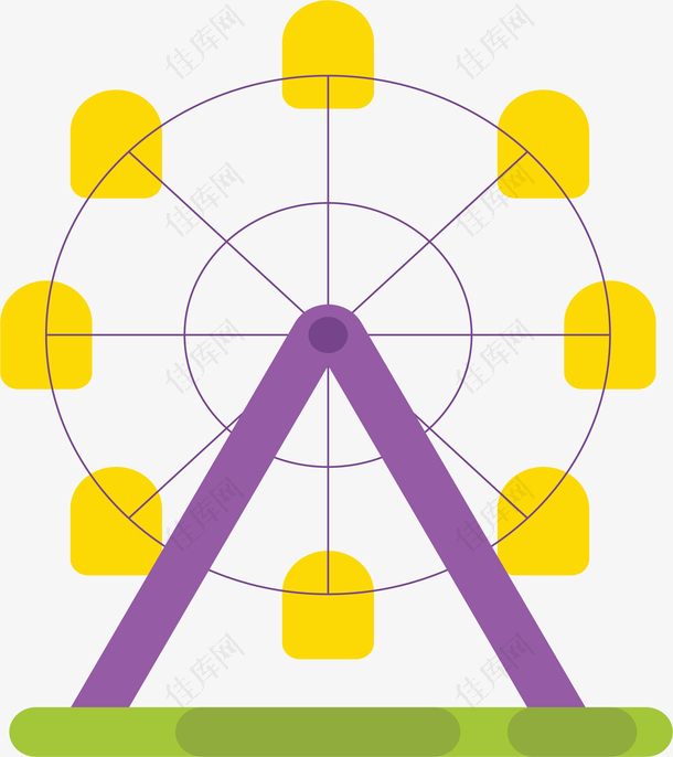 紫色黄色游乐园摩天轮