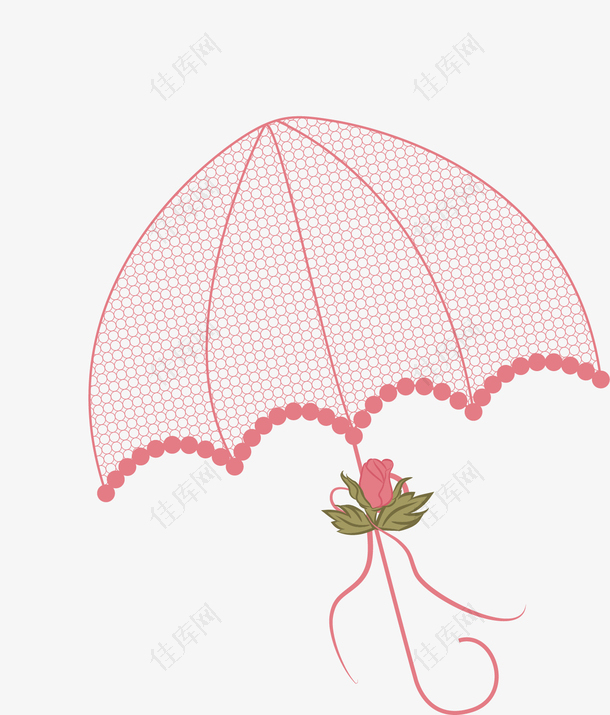 卡通手绘粉色公主洋伞