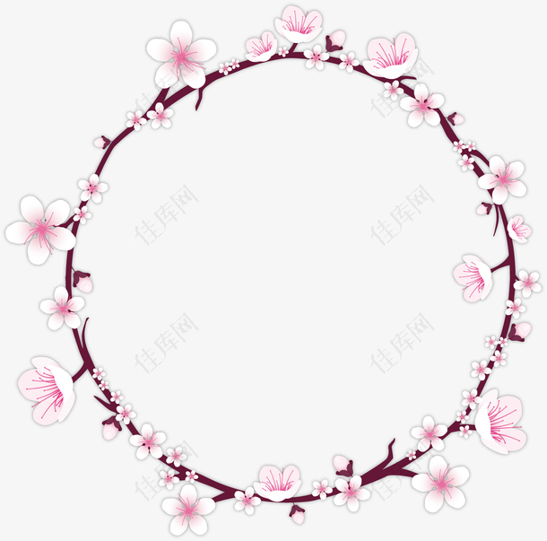 矢量图粉色花组成的花圈