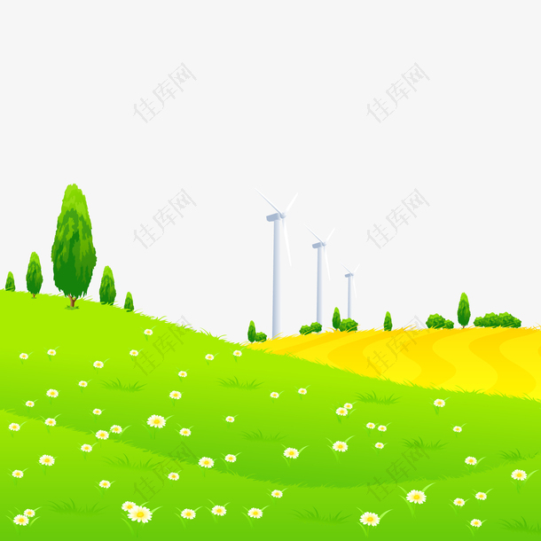 创意草地风景设计矢量图