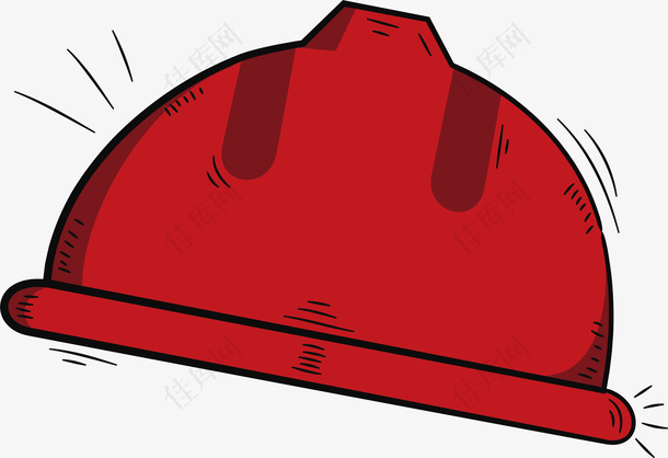 红色手绘安全帽
