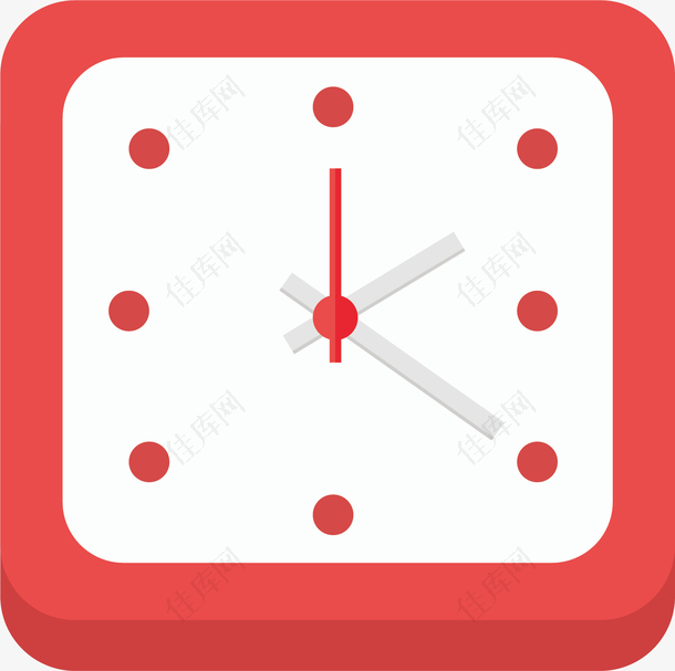 矢量图红色的正方形钟表
