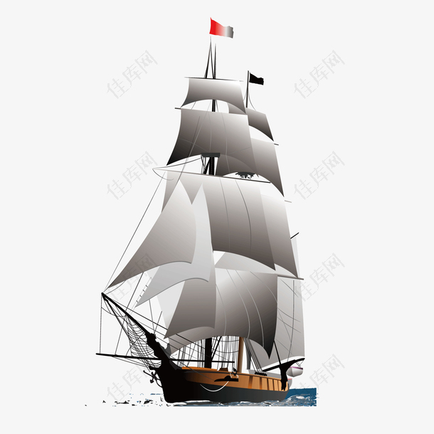 矢量木质帆船