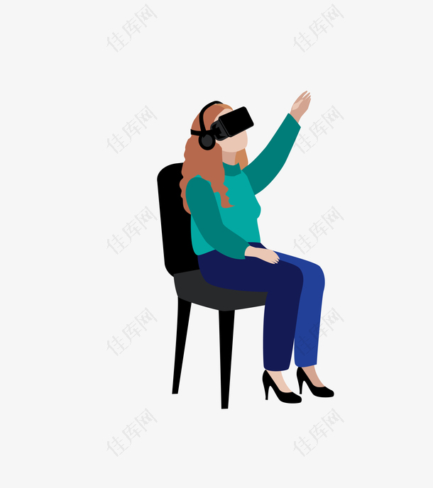 体验VR技术插画矢量图