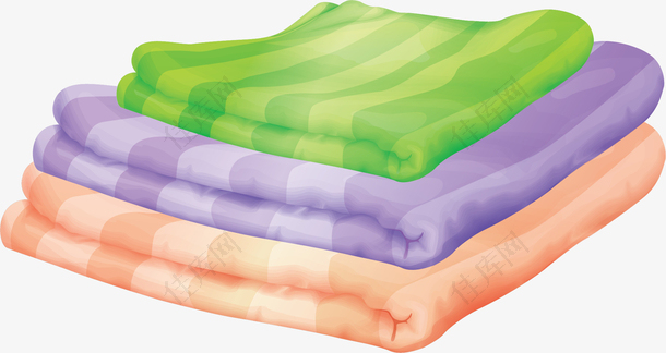 整齐叠放的彩色毛巾