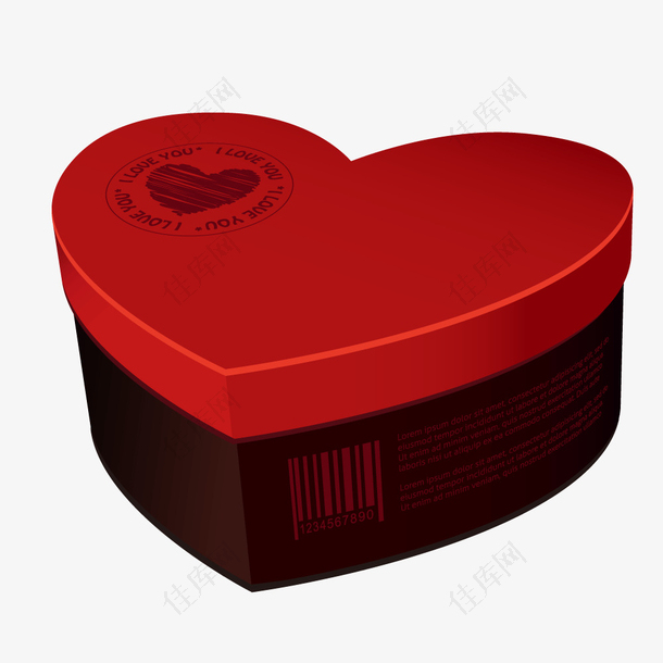 红色心形巧克力盒子