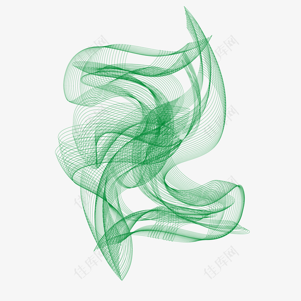 矢量绿色复杂三维曲线