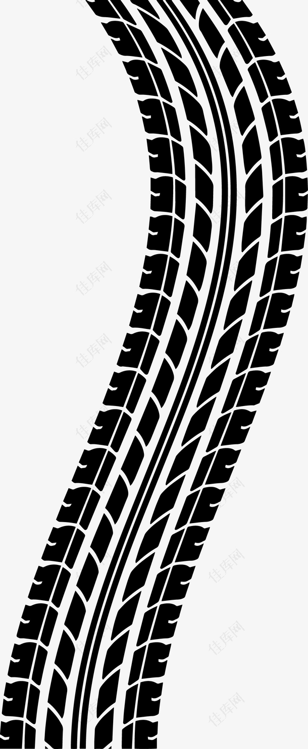 黑色卡通矢量轮胎轨迹图形